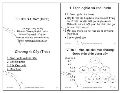 Bài giảng Cấu trúc dữ liệu và giải thuật - Chương 4: Cây (Tree) - Ngô Công Thắng