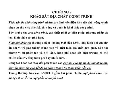 Bài giảng Địa chất công trình - Chương 8: Khảo sát địa chất công trình