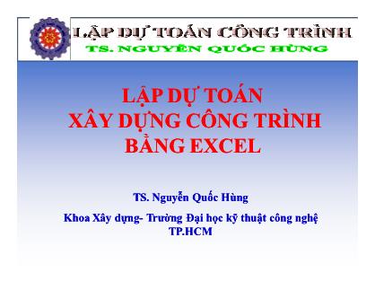 Lập dự toán xây dựng công trình bằng Excel - Nguyễn Quốc Hùng