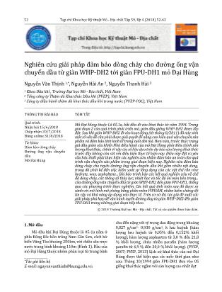 Nghiên cứu giải pháp đảm bảo dòng chảy cho đường ống vận chuyển dầu từ giàn WHP-DH2 tới giàn FPU-DH1 mỏ Đại Hùng