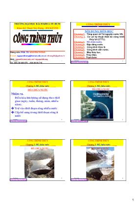 Bài giảng Công trình thủy - Chương 3: Hồ chứa nước - Nguyễn Thống