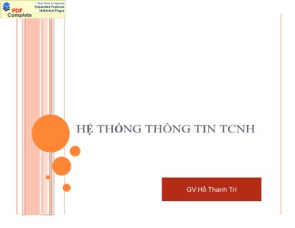 Bài giảng Hệ thông thông tin TCNH - Hồ Thanh Trí