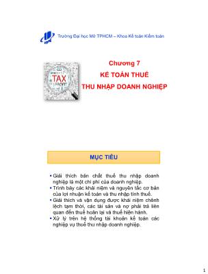 Bài giảng Kế toán tài chính 2 - Chương 7: Kế toán thuế thu nhập doanh nghiệp - Nguyễn Hoàng Phi Nam