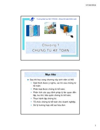 Bài giảng Kế toán tài chính - Chương 1: Chứng từ kế toán - Ngô Hoàng Diệp