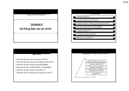 Bài giảng Kế toán tài chính - Chương 8: Hệ thống Báo cáo tài chính