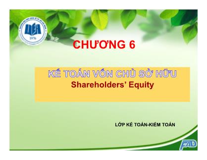 Bài giảng Kế toán tài chính - Chương VI: Kế toán vốn chủ sở hữu - Võ Minh Hùng