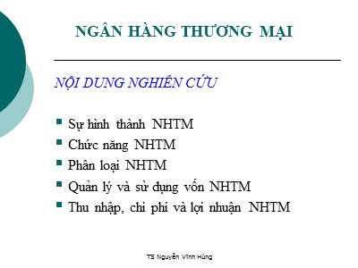 Bài giảng Ngân hàng thương mại - Nguyễn Vĩnh Hùng