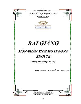 Bài giảng Phân tích hoạt động kinh tế - Nguyễn Thị Phương Hảo (Mới)