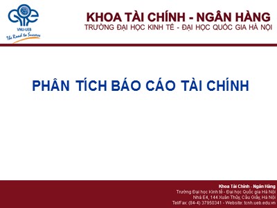 Bài giảng Tài chính doanh nghiệp I - Chương 3: Phân tích Báo cáo tài chính - Trần Thị Thái Hà