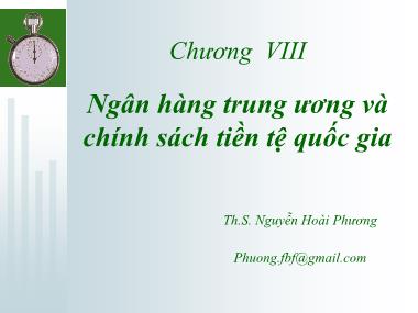 Bài giảng Tài chính tiền tệ - Chương 8: Ngân hàng trung ương và chính sách tiền tệ quốc gia - Nguyễn Hoài Phương