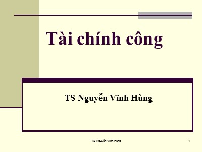 Bài giảng Thị trường tài chính - Chương 8: Tài chính công - Nguyễn Vĩnh Hùng