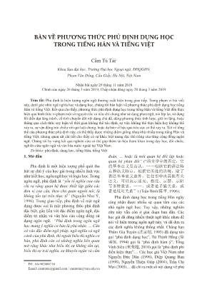 Bàn về phương thức phủ định dụng học trong tiếng Hán và tiếng Việt
