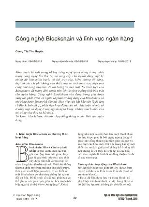 Công nghệ Blockchain và lĩnh vực ngân hàng