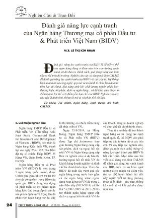 Đánh giá năng lực cạnh tranh của Ngân hàng Thương mại cổ phần Đầu tư & Phát triển Việt Nam (BIDV)