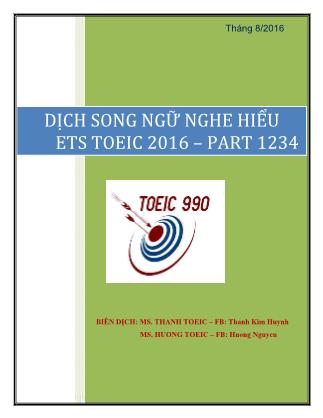 Dịch song ngữ nghe hiểu - ETS Toeic 2016 – Part 1234