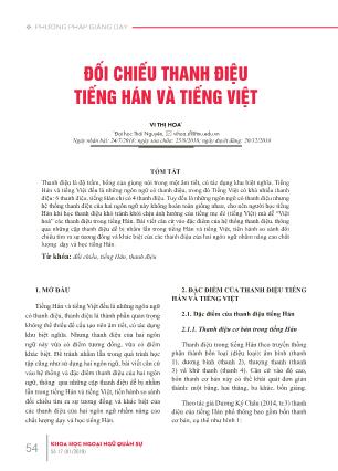 Đối chiếu thanh điệu tiếng Hán và tiếng Việt