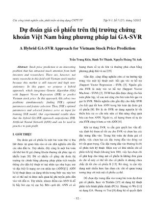 Dự đoán giá cổ phiếu trên thị trường chứng khoán Việt Nam bằng phương pháp lai GA-SVR