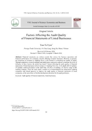 Factors affecting the audit quality of financial statements of listed businesses