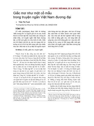 Giấc mơ như một cổ mẫu trong truyện ngắn Việt Nam đương đại