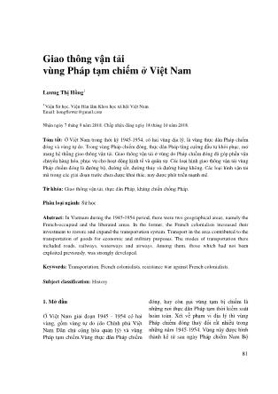 Giao thông vận tải vùng Pháp tạm chiếm ở Việt Nam