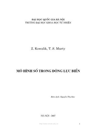 Giáo trình Mô hình số trong động lực biển - Chương 1: Thiết lập các phương trình tổng quát - Nguyễn Thọ Sáo