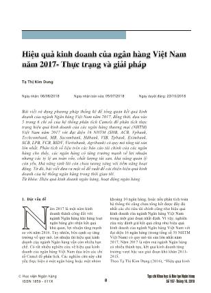 Hiệu quả kinh doanh của ngân hàng Việt Nam năm 2017 - Thực trạng và giải pháp