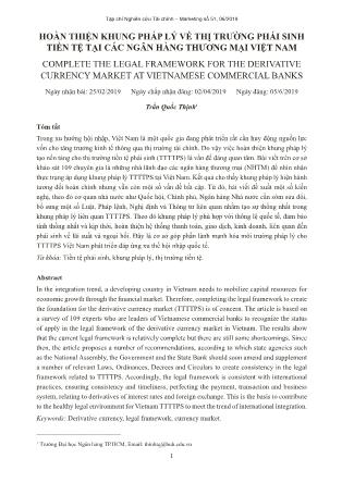 Hoàn thiện khung pháp lý về thị trường phái sinh tiền tệ tại các ngân hàng thương mại Việt Nam