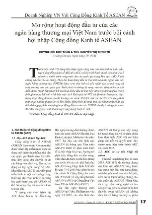Mở rộng hoạt động đầu tư của các ngân hàng thương mại Việt Nam trước bối cảnh hội nhập Cộng đồng Kinh tế ASEAN