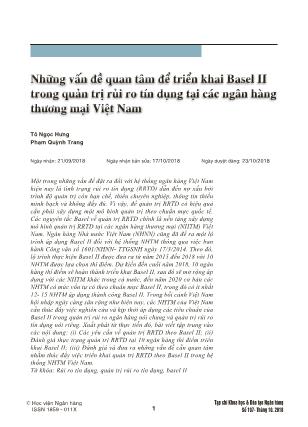 Những vấn đề quan tâm để triển khai Basel II trong quản trị rủi ro tín dụng tại các ngân hàng thương mại Việt Nam