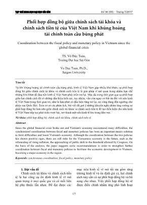 Phối hợp đồng bộ giữa chính sách tài khóa và chính sách tiền tệ của Việt Nam khi khủng hoảng tài chính toàn cầu bùng phát