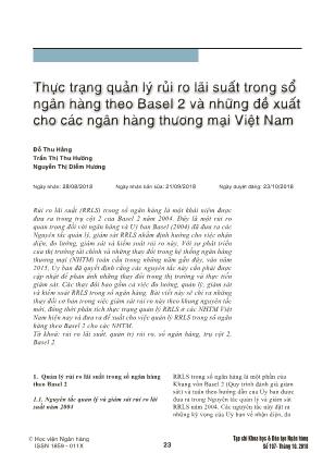 Thực trạng quản lý rủi ro lãi suất trong sổ ngân hàng theo Basel 2 và những đề xuất cho các ngân hàng thương mại Việt Nam