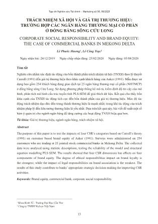 Trách nhiệm xã hội và giá trị thương hiệu: Trường hợp các ngân hàng thương mại cổ phần ở đồng bằng sông Cửu Long