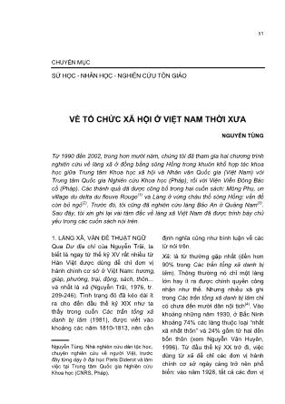 Về tổ chức xã hội ở Việt Nam thời xưa