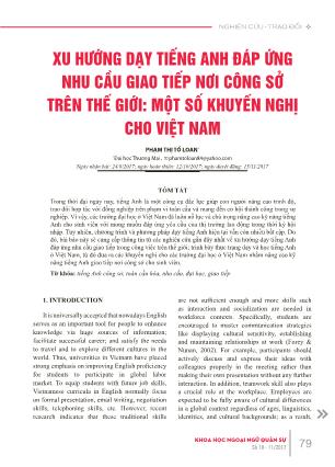 Xu hướng dạy tiếng Anh đáp ứng nhu cầu giao tiếp nơi công sở trên thế giới: Một số khuyến nghị cho Việt Nam
