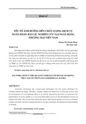 Yếu tố ảnh hưởng đến chất lượng dịch vụ ngân hàng bán lẻ: Nghiên cứu tại ngân hàng thương mại Việt Nam