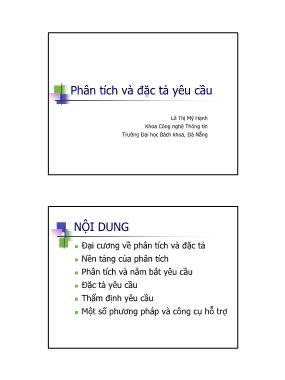 Bài giảng Công nghệ phần mềm - Chương: Phân tích và đặc tả yêu cầu - Lê Thị Mỹ Hạnh