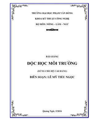 Bài giảng Độc học môi trường - Lê Mỹ Tiểu Ngọc