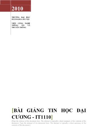 Bài giảng Tin học đại cương