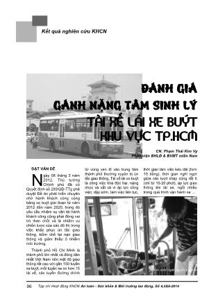 Đánh giá gánh nặng tâm sinh lý tài xế lái xe buýt khu vực thành phố Hồ Chí Minh