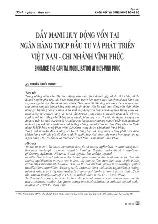 Đẩy mạnh huy động vốn tại Ngân hàng thương mại đầu tư và phát triển Việt Nam - Chi nhánh Vĩnh Phúc