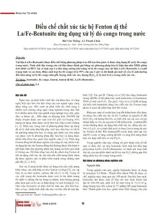 Điều chế chất xúc tác hệ Fenton dị thể La/Fe-Bentonite ứng dụng xử lý đỏ congo trong nước