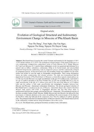 Evolution of geological structural and sedimentary environment change in miocene of Phu Khanh basin