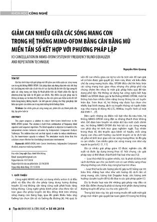 Giảm can nhiễu giữa các sóng mang con trong hệ thống MIMO-OFDM bằng cân bằng mù miền tần số kết hợp với phương pháp lặp