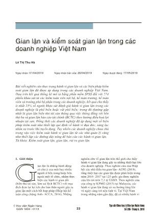 Gian lận và kiểm soát gian lận trong các doanh nghiệp Việt Nam