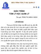 Giáo trình Tâm lý học quản lý - Trần Thị Minh Hằng