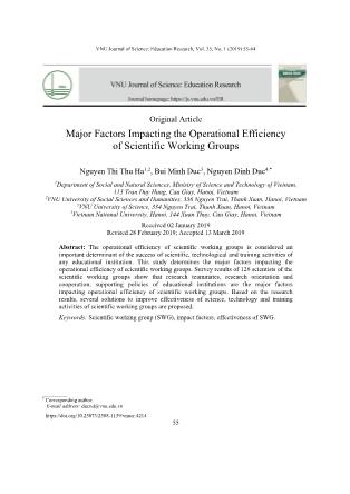 Major factors impacting the operational efficiency of scientific working groups