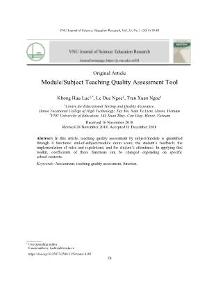 Module/subject teaching quality assessment tool