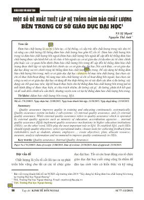 Một số đề xuất thiết lập hệ thống đảm bảo chất lượng bên trong cơ sở giáo dục đại học