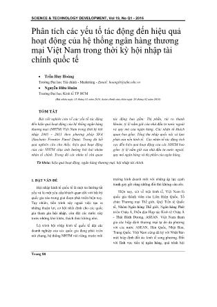 Phân tích các yếu tố tác động đến hiệu quả hoạt động của hệ thống ngân hàng thương mại Việt Nam trong thời kỳ hội nhập tài chính quốc tế