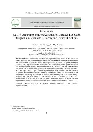 Quality assurance and accreditation of distance education programs in Vietnam: Rationale and future directions